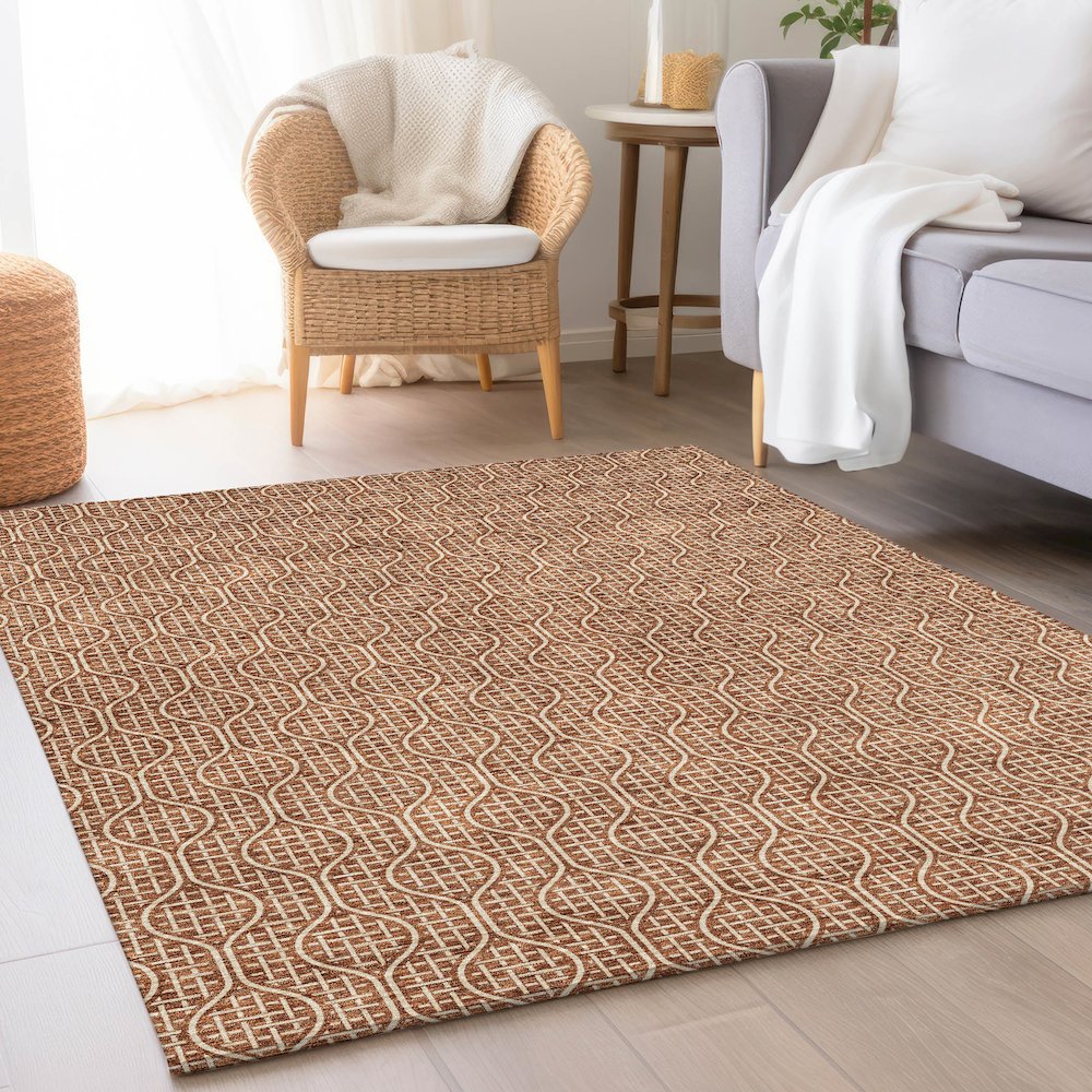 Premium Machine Washable Mayfield AMF926 Paprika 10' x 14' Rug. Picture 5