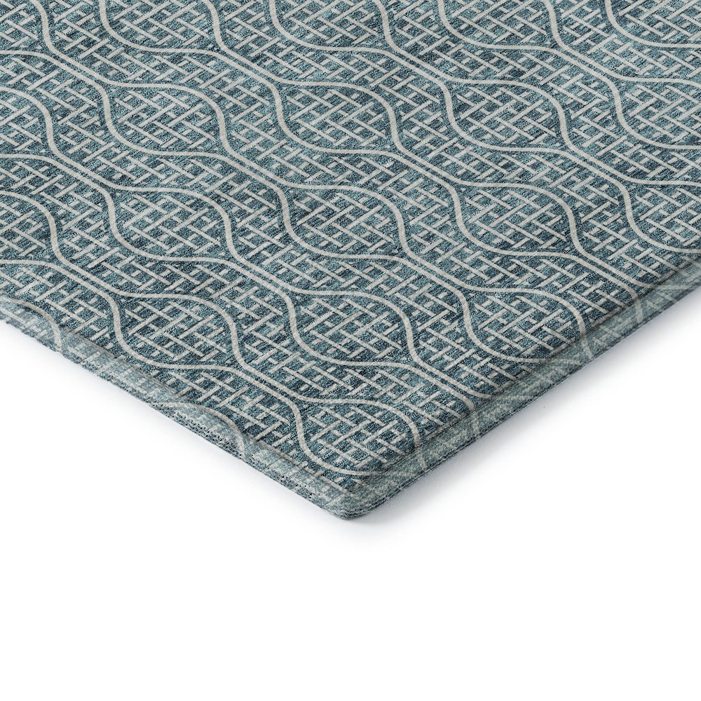 Premium Machine Washable Mayfield AMF926 Teal 8' x 8' Round Rug. Picture 3