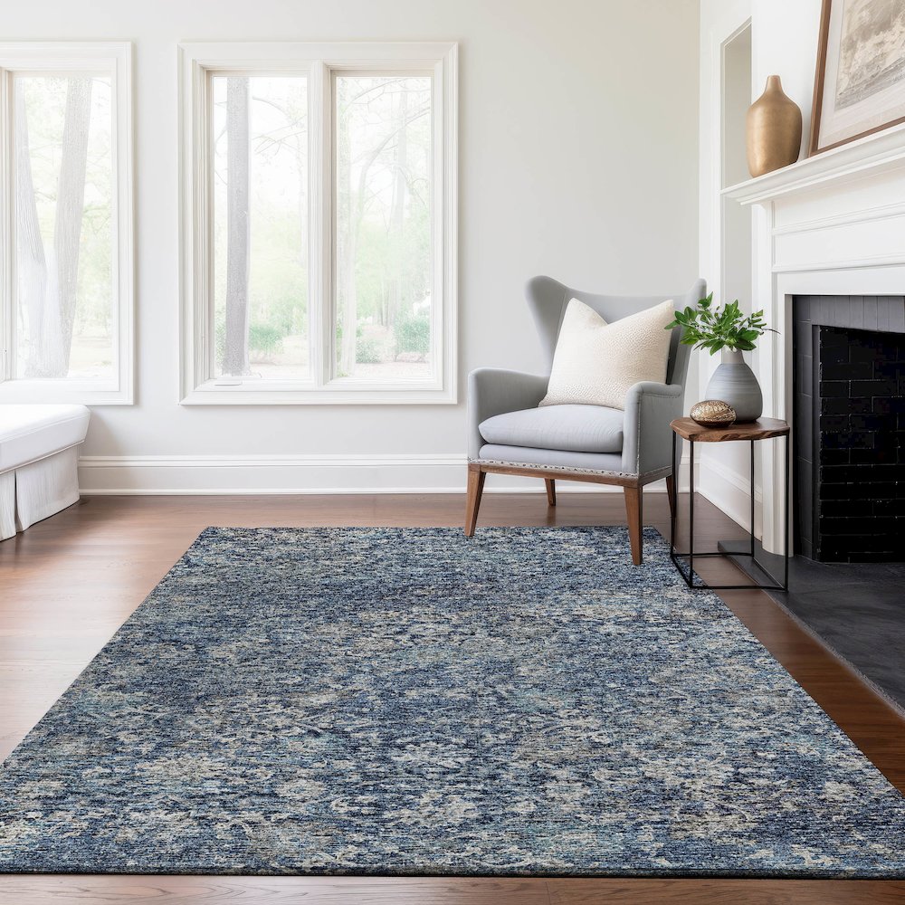 Premium Machine Washable Mayfield  Blue 10' x 14' Rug. Picture 6