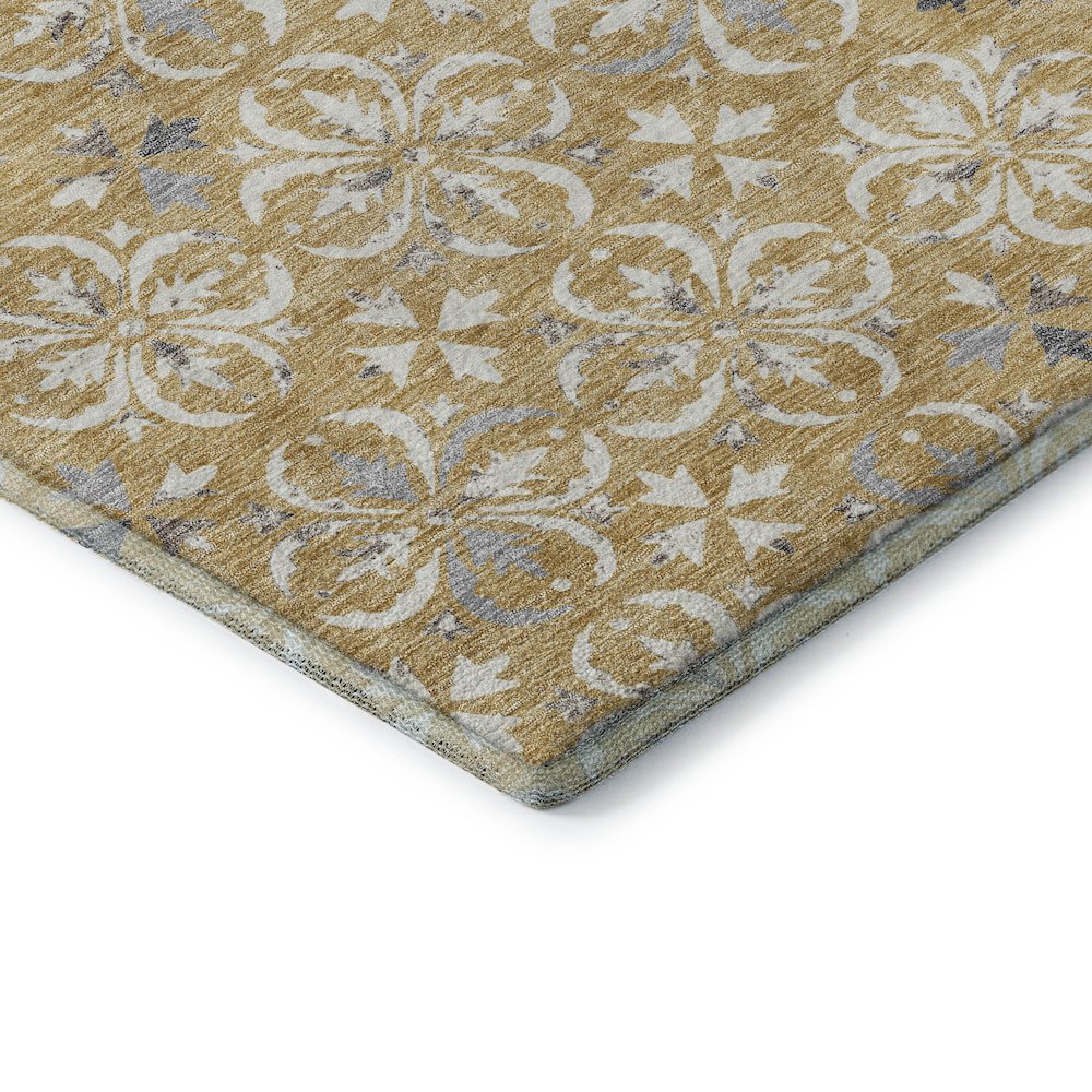Premium Machine Washable Mayfield AMF930 Gold 8' x 8' Round Rug. Picture 3