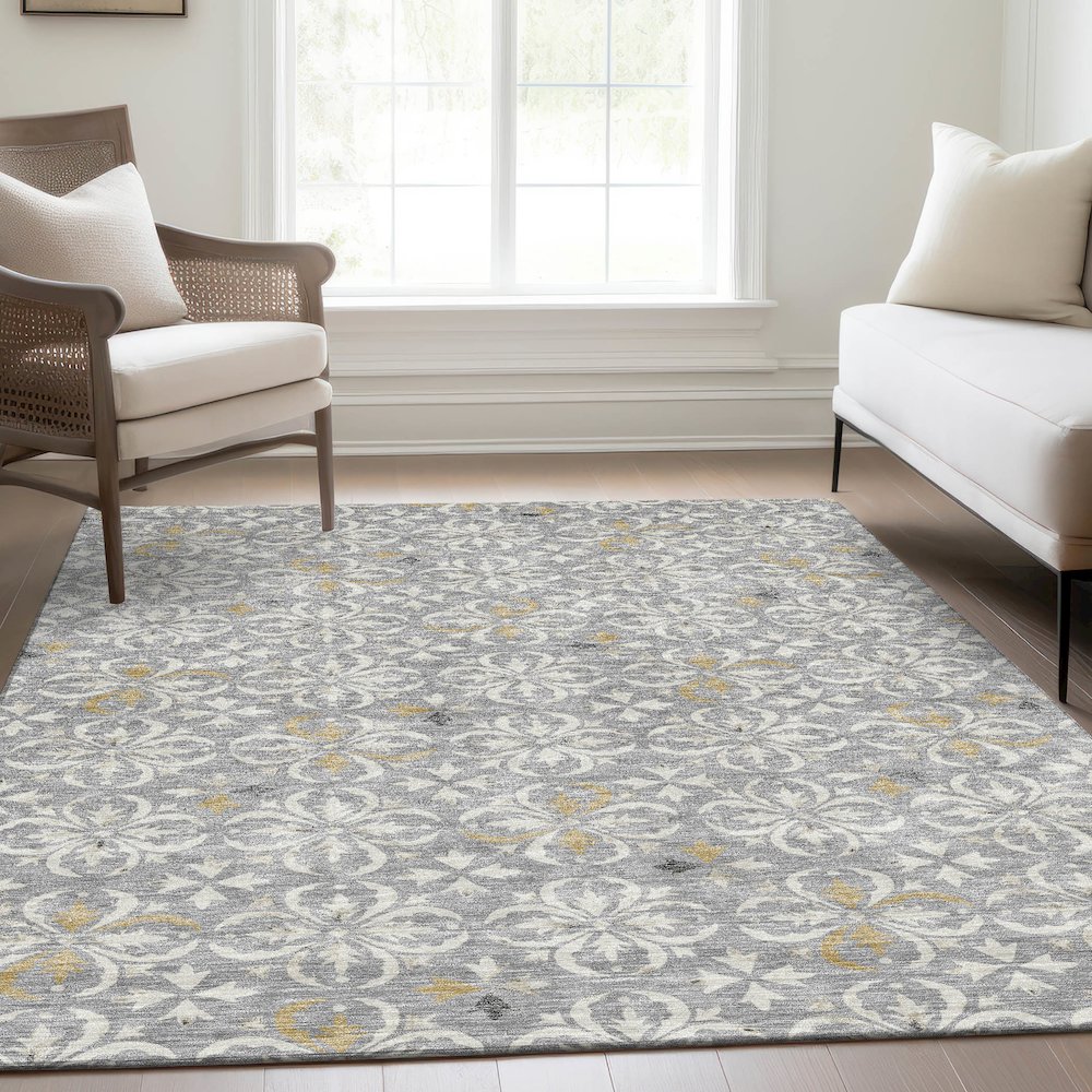 Premium Machine Washable Mayfield AMF930 Gray 10' x 14' Rug. Picture 6