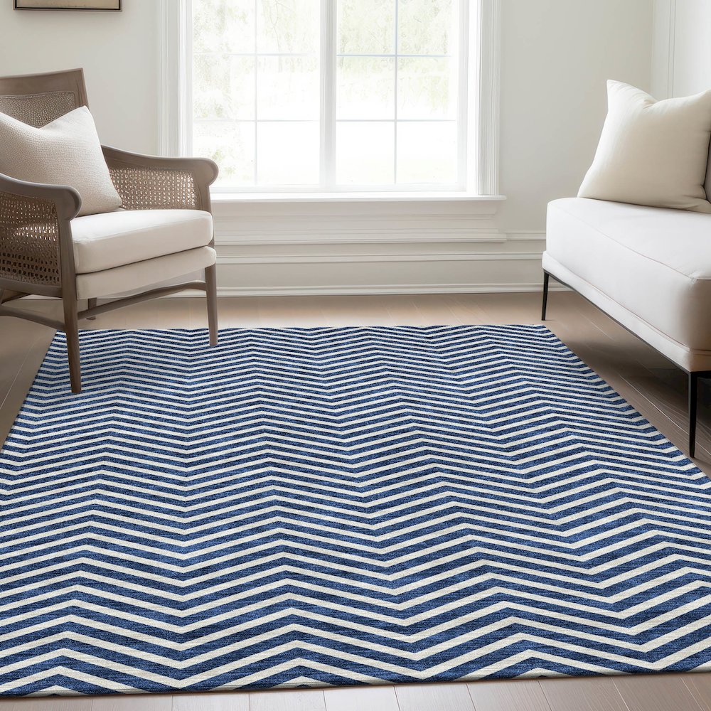 Premium Machine Washable Mayfield AMF934 Blue 10' x 14' Rug. Picture 6