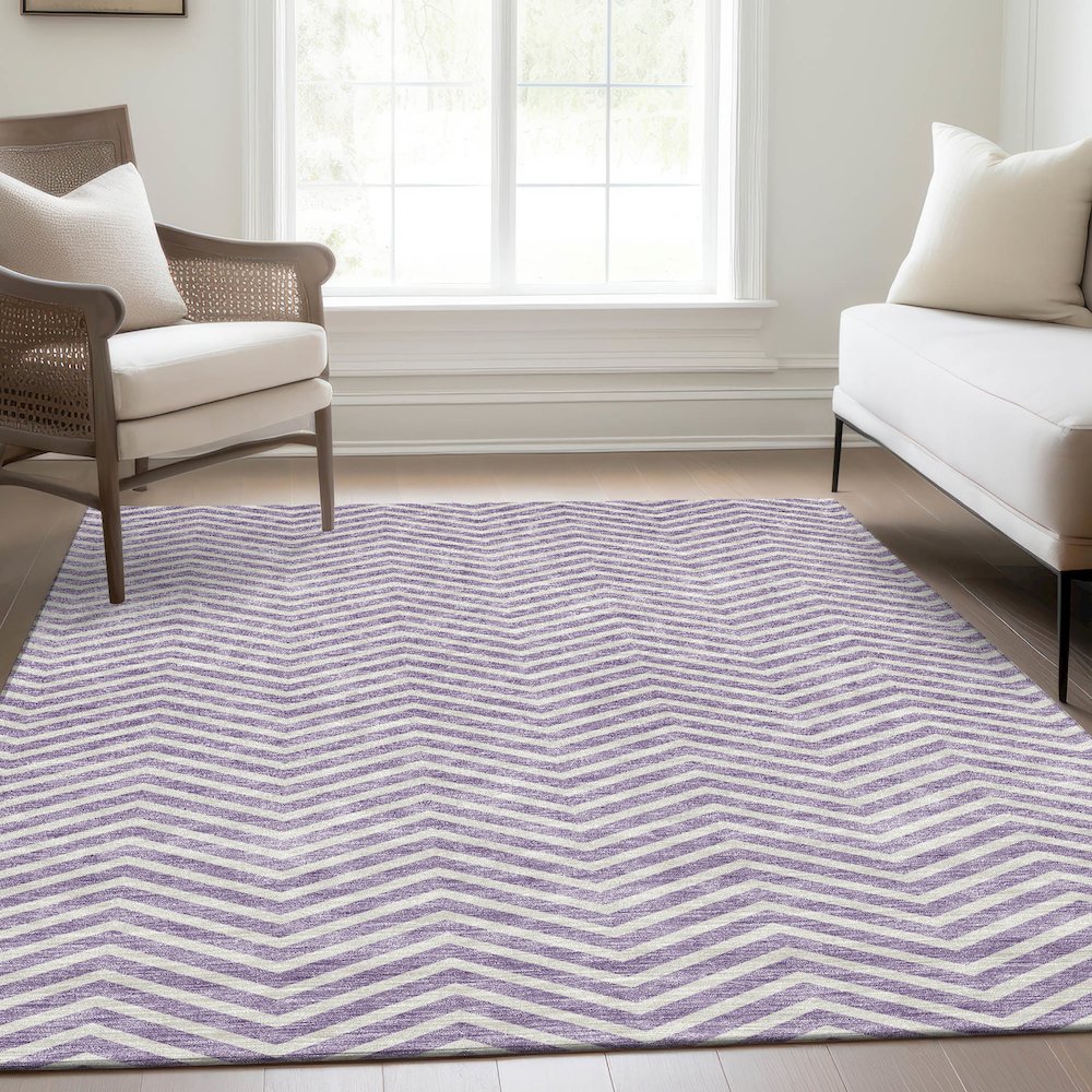 Premium Machine Washable Mayfield AMF934 Lilac 10' x 14' Rug. Picture 6