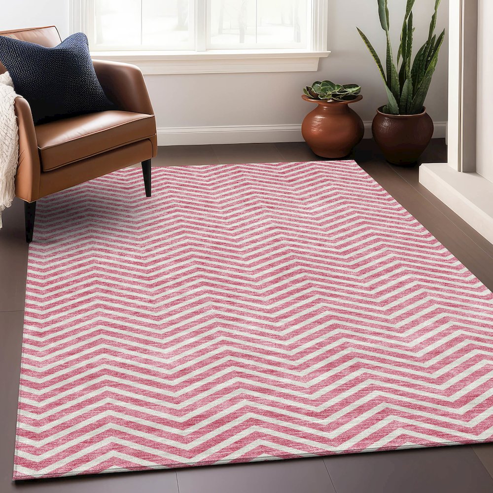 Premium Machine Washable Mayfield AMF934 Pink 10' x 14' Rug. Picture 5