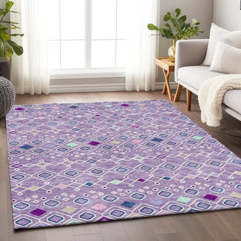 Premium Machine Washable Mayfield AMF938 Lavender 10' x 14' Rug. Picture 5