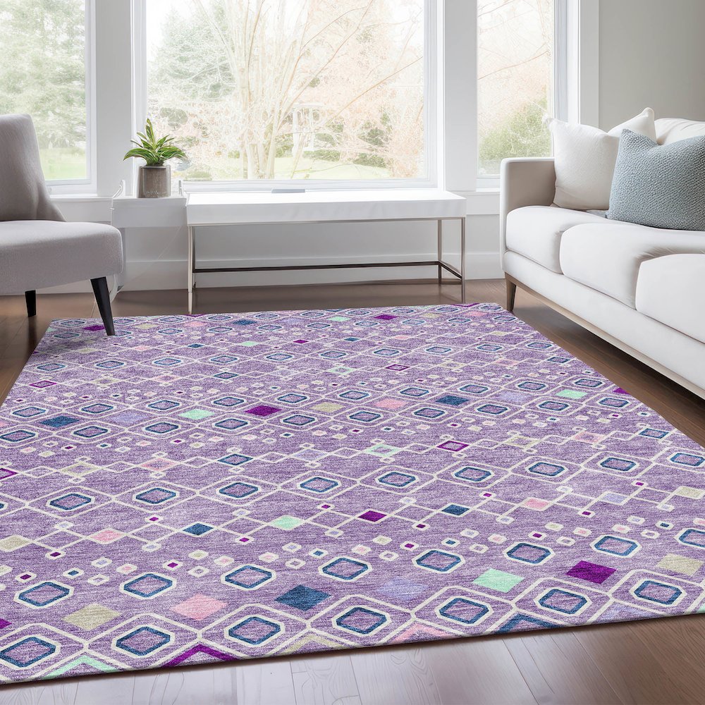 Premium Machine Washable Mayfield AMF938 Lavender 10' x 14' Rug. Picture 6