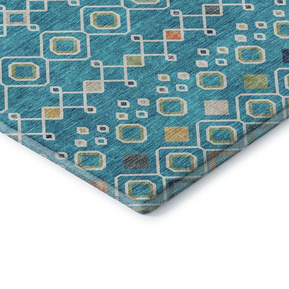 Premium Machine Washable Mayfield AMF938 Teal 8' x 8' Round Rug. Picture 3