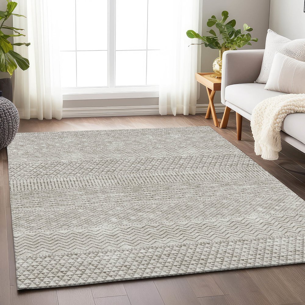 Premium Machine Washable Mayfield AMF939 Beige 10' x 14' Rug. Picture 5