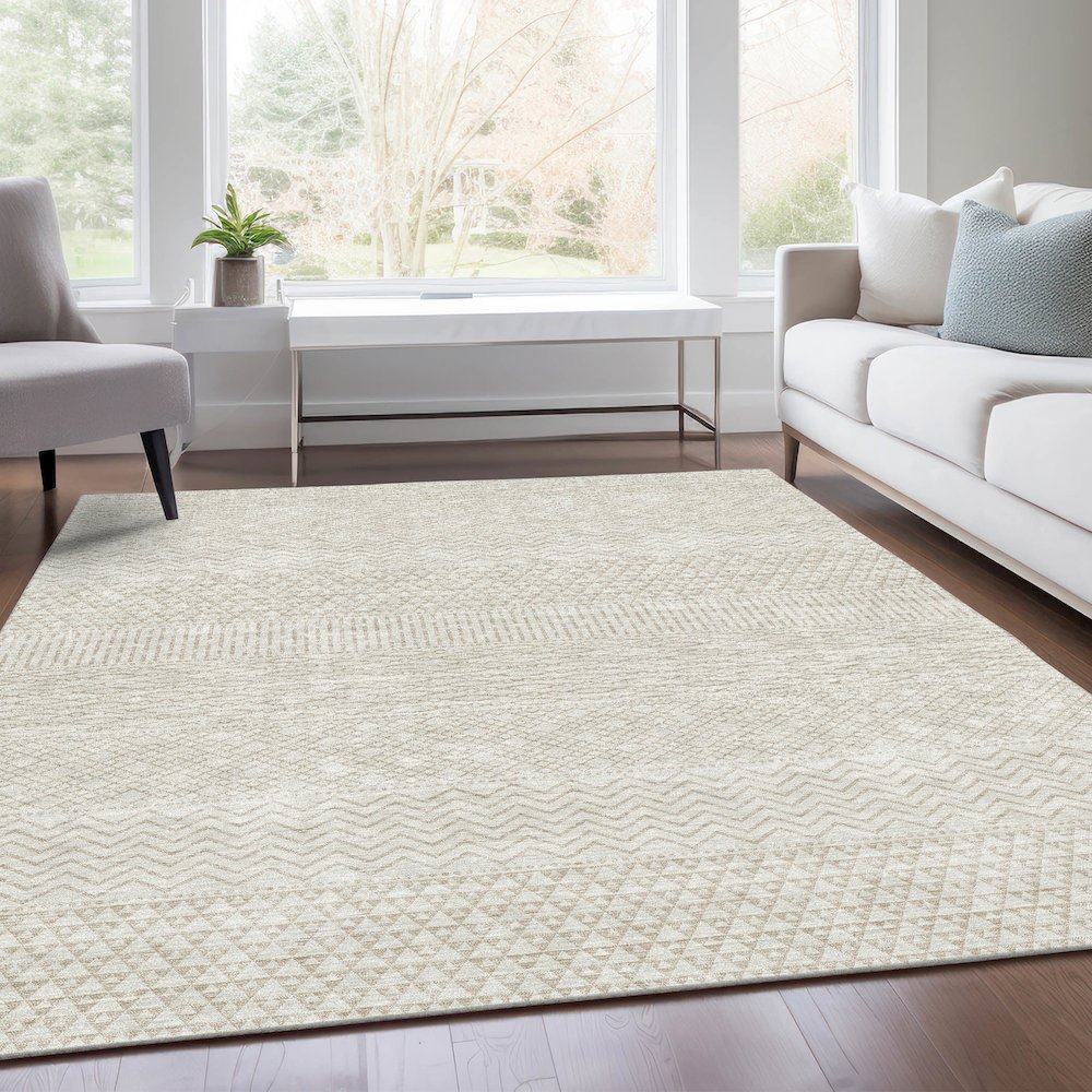 Premium Machine Washable Mayfield AMF939 Ivory 10' x 14' Rug. Picture 6