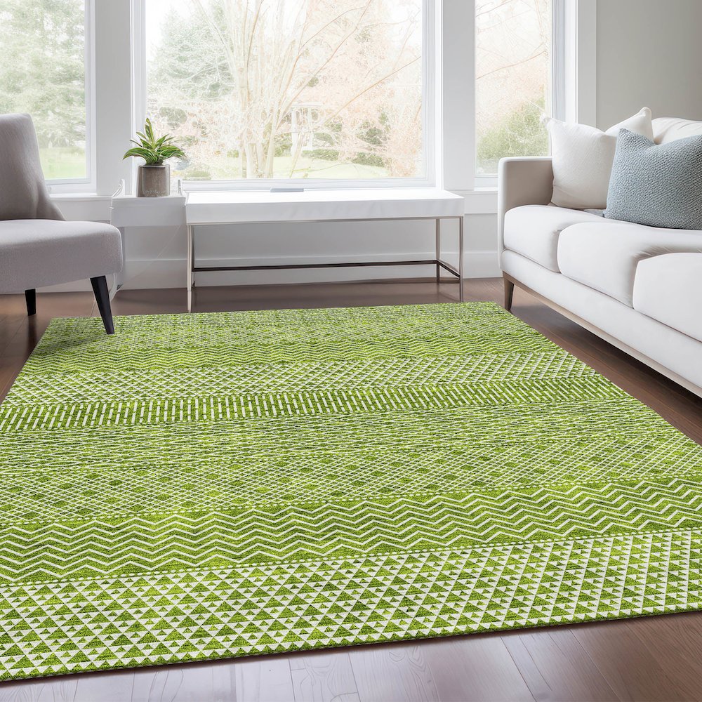 Premium Machine Washable Mayfield AMF939 Lime 10' x 14' Rug. Picture 6
