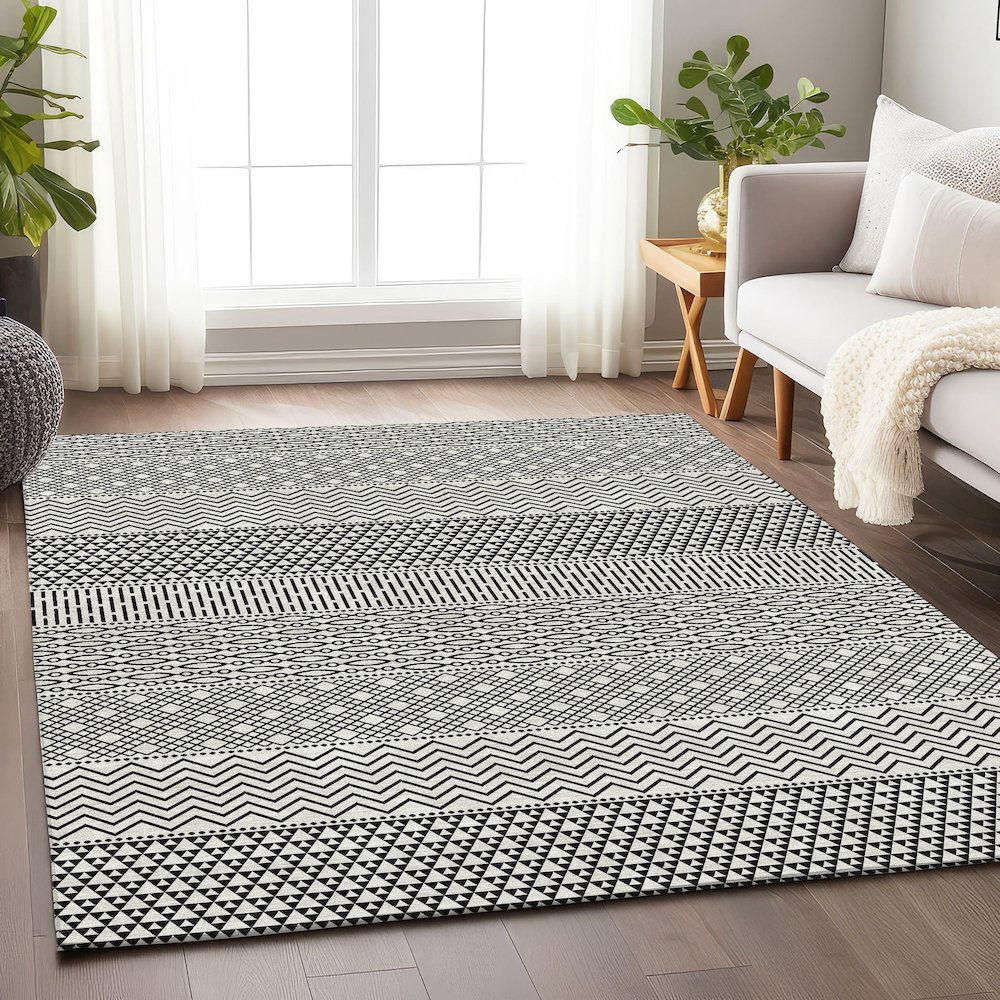 Premium Machine Washable Mayfield AMF939 White 10' x 14' Rug. Picture 5