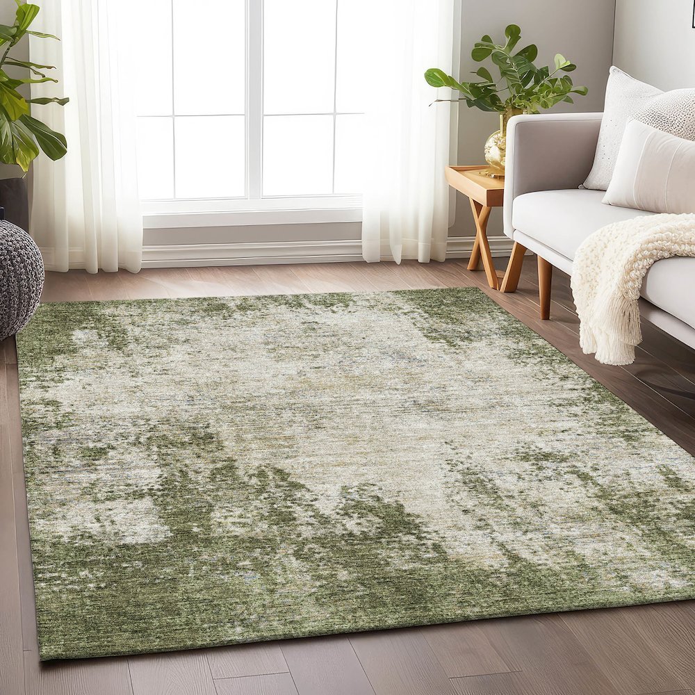 Premium Machine Washable Mayfield AMF940 Olive 10' x 14' Rug. Picture 5