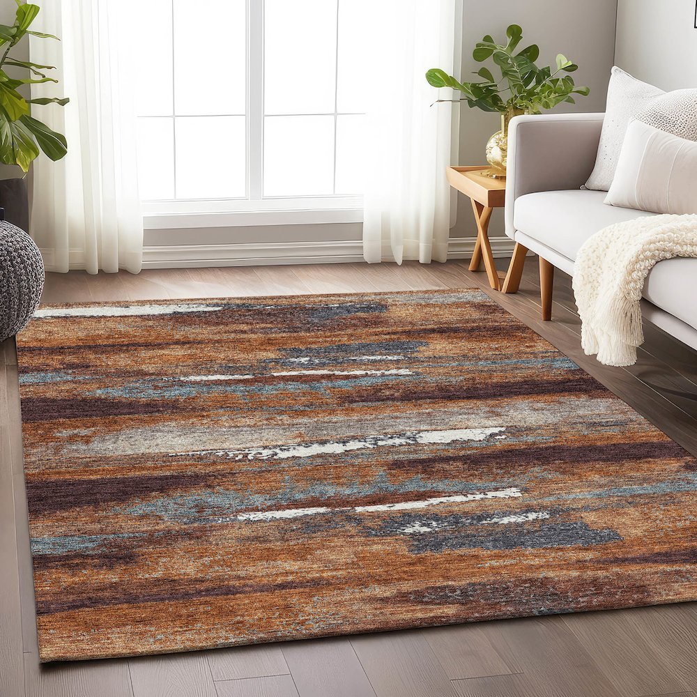 Premium Machine Washable Mayfield AMF942 Copper 10' x 14' Rug. Picture 5