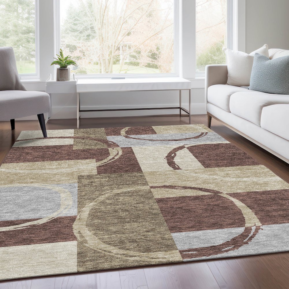 Premium Machine Washable Mayfield AMF943 Brown 10' x 14' Rug. Picture 6