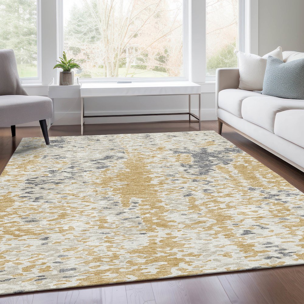 Premium Machine Washable Mayfield AMF944 Gold 10' x 14' Rug. Picture 6