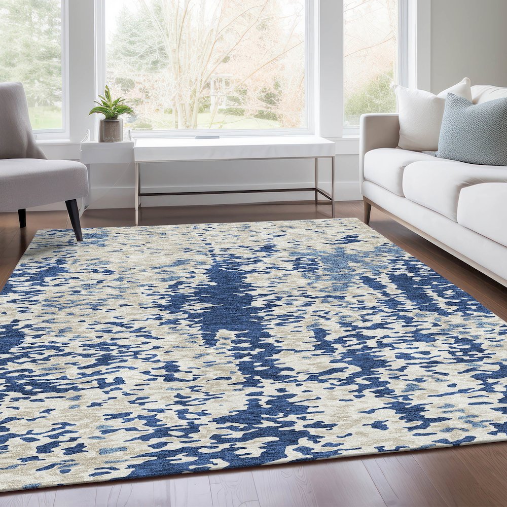 Premium Machine Washable Mayfield AMF944 Navy 10' x 14' Rug. Picture 6