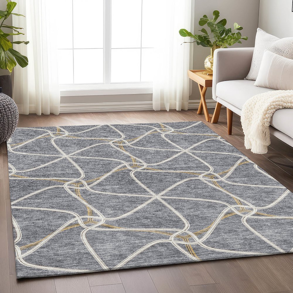 Premium Machine Washable Mayfield AMF948 Gray 10' x 14' Rug. Picture 5