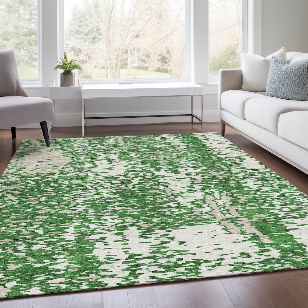 Premium Machine Washable Mayfield AMF949 Emerald 10' x 14' Rug. Picture 6
