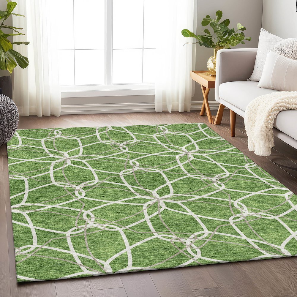 Premium Machine Washable Mayfield AMF950 Green 10' x 14' Rug. Picture 5