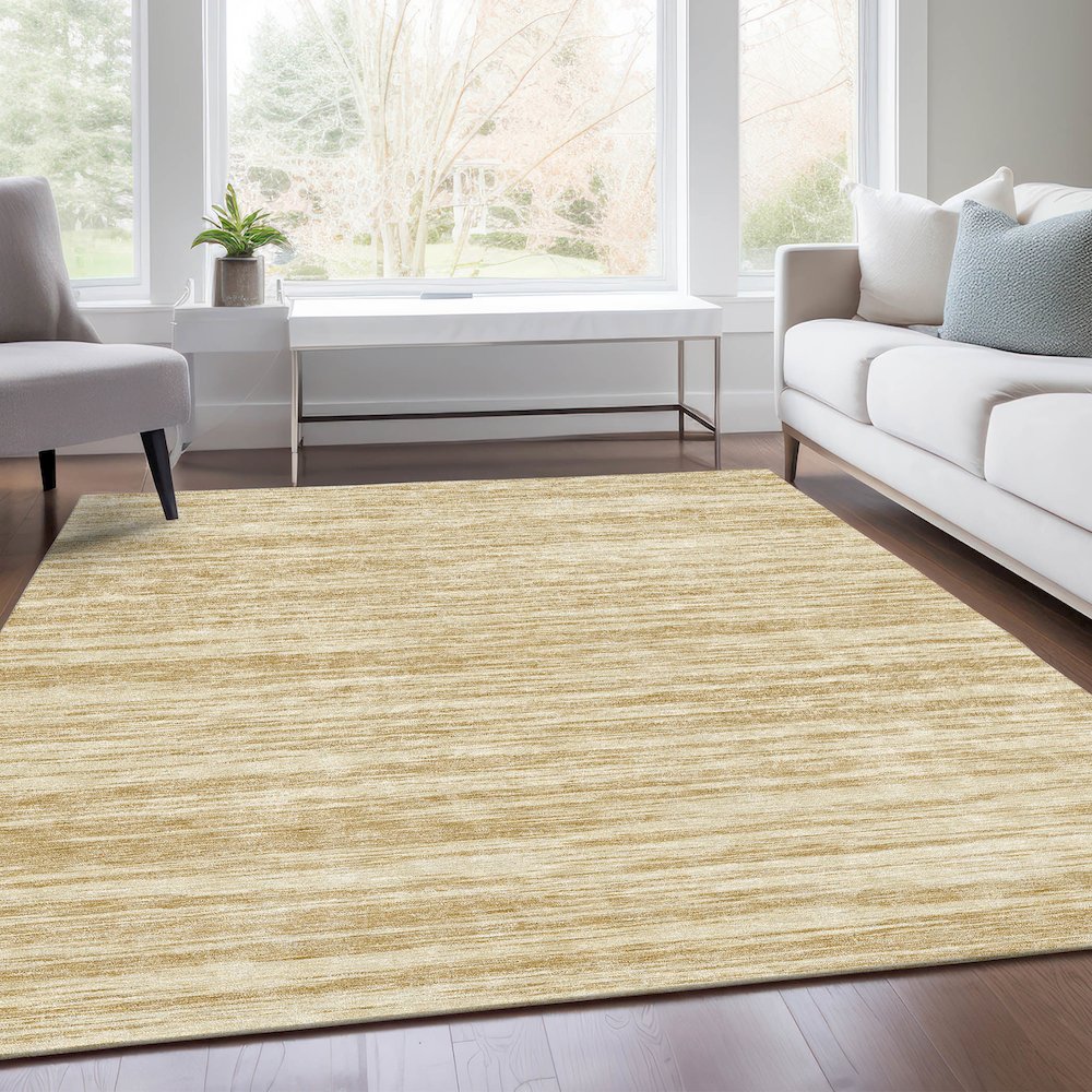 Premium Machine Washable Mayfield AMF951 Gold 10' x 14' Rug. Picture 6