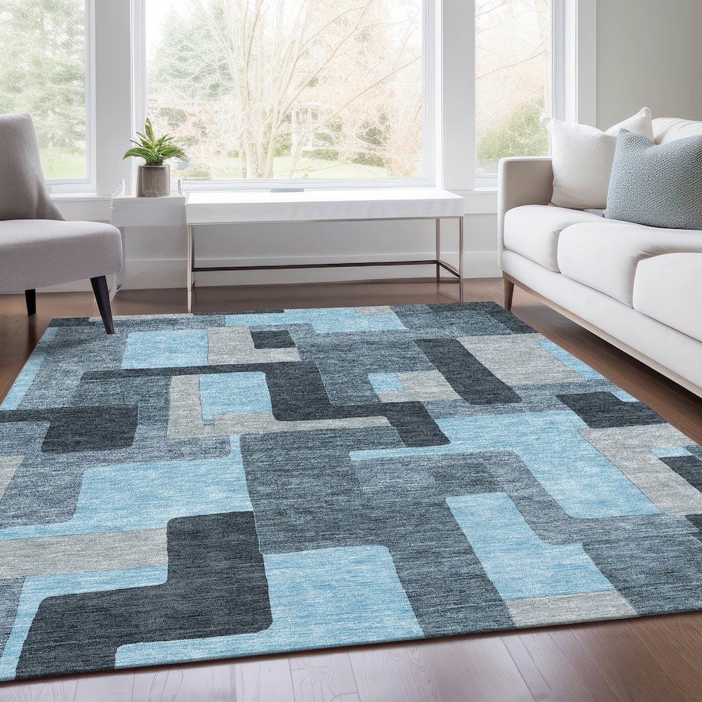 Premium Machine Washable Mayfield AMF955 Sky 10' x 14' Rug. Picture 6