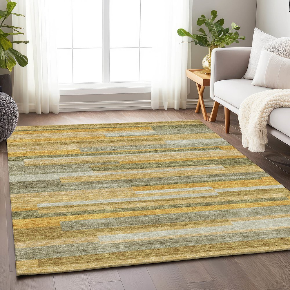 Premium Machine Washable Mayfield AMF956 Honey 10' x 14' Rug. Picture 5