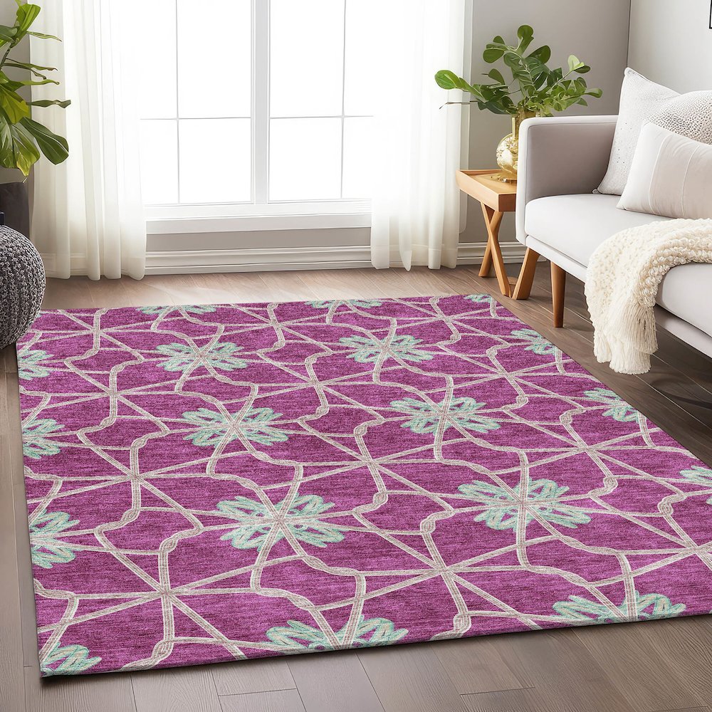 Premium Machine Washable Mayfield AMF958 Blush 10' x 14' Rug. Picture 5