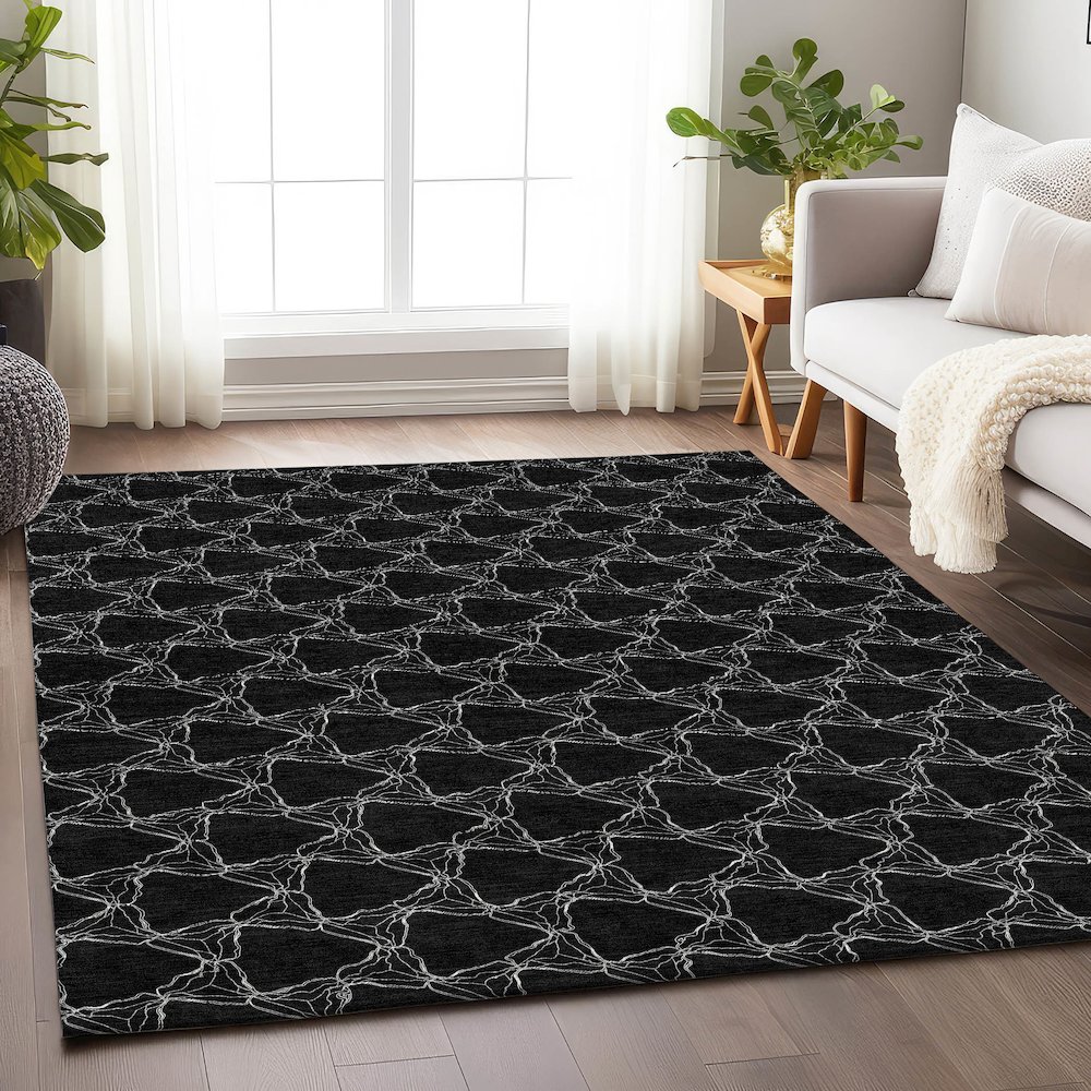 Premium Machine Washable Mayfield AMF960 Black 10' x 14' Rug. Picture 5
