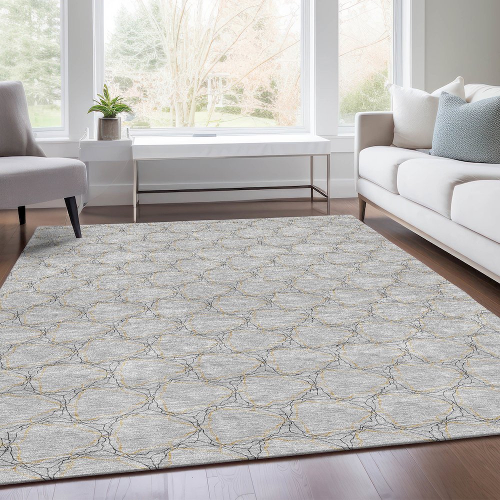 Premium Machine Washable Mayfield AMF960 Gray 10' x 14' Rug. Picture 6