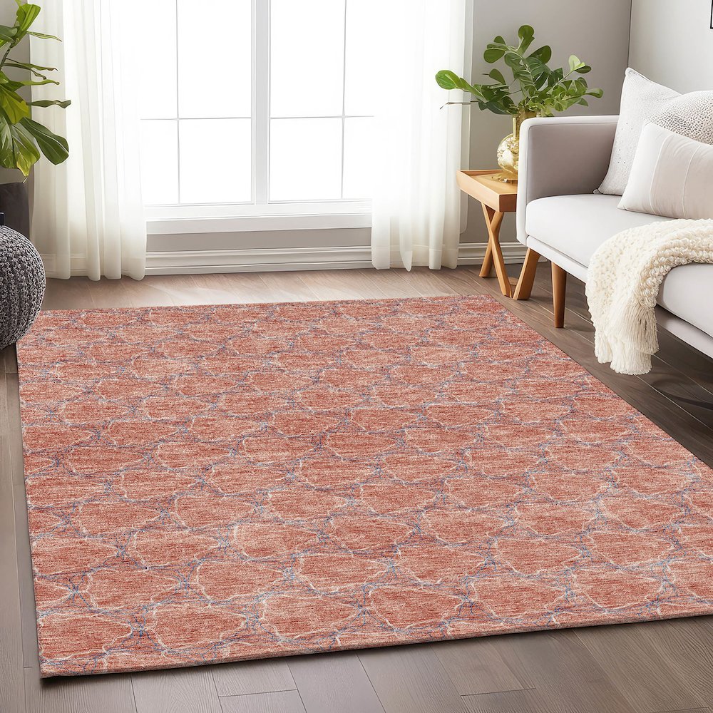 Premium Machine Washable Mayfield AMF960 Salmon 10' x 14' Rug. Picture 5
