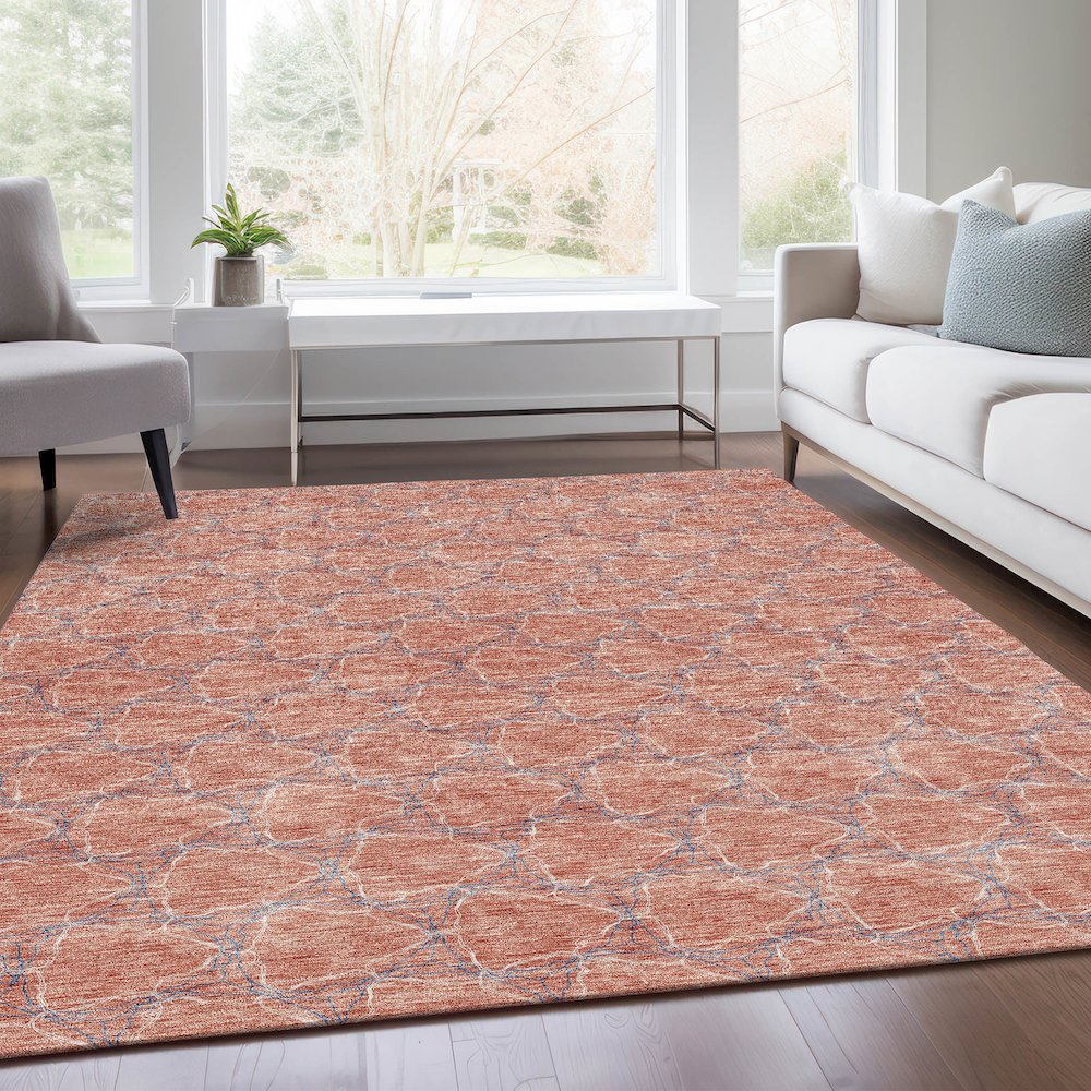 Premium Machine Washable Mayfield AMF960 Salmon 10' x 14' Rug. Picture 6
