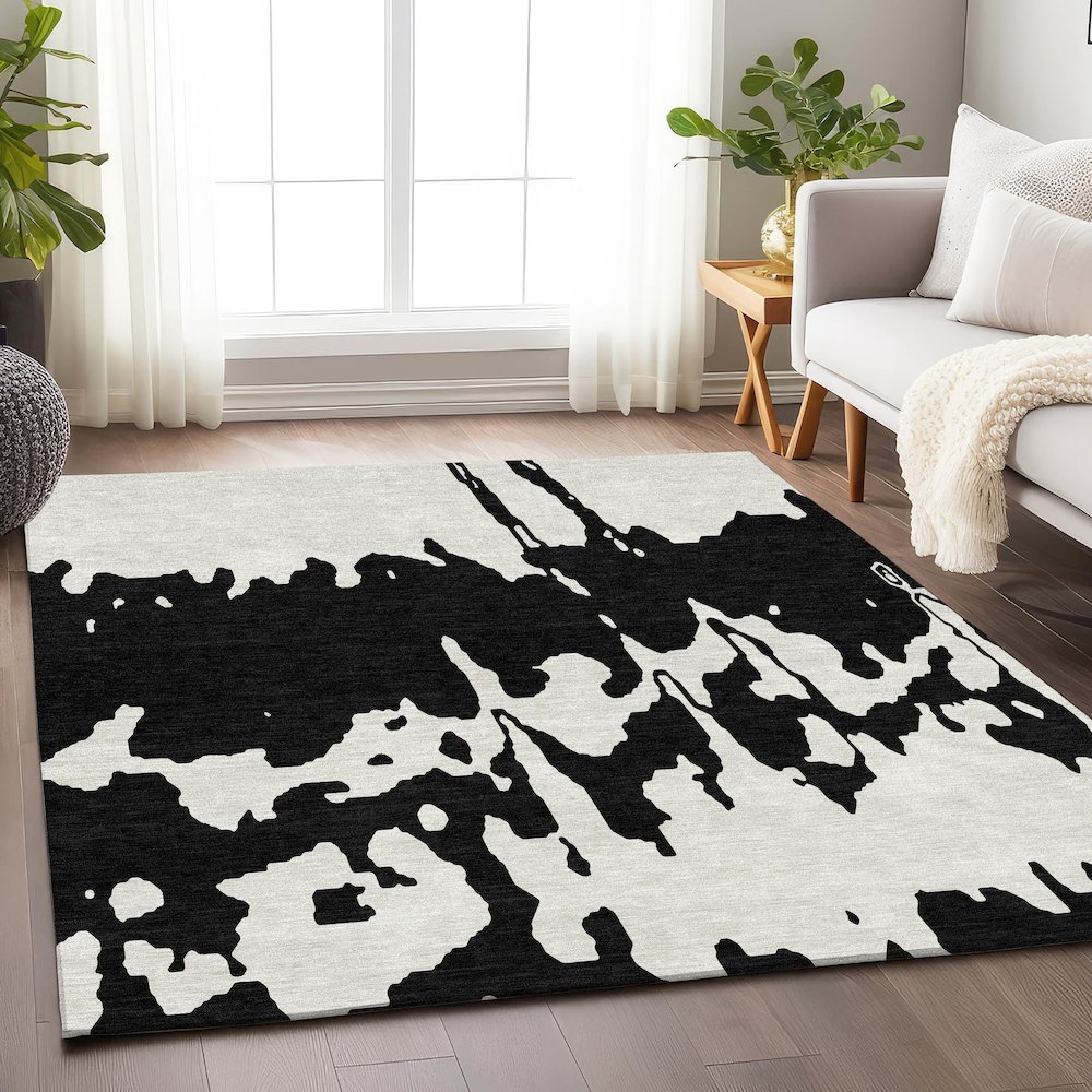 Premium Machine Washable Mayfield AMF961 Black 10' x 14' Rug. Picture 5