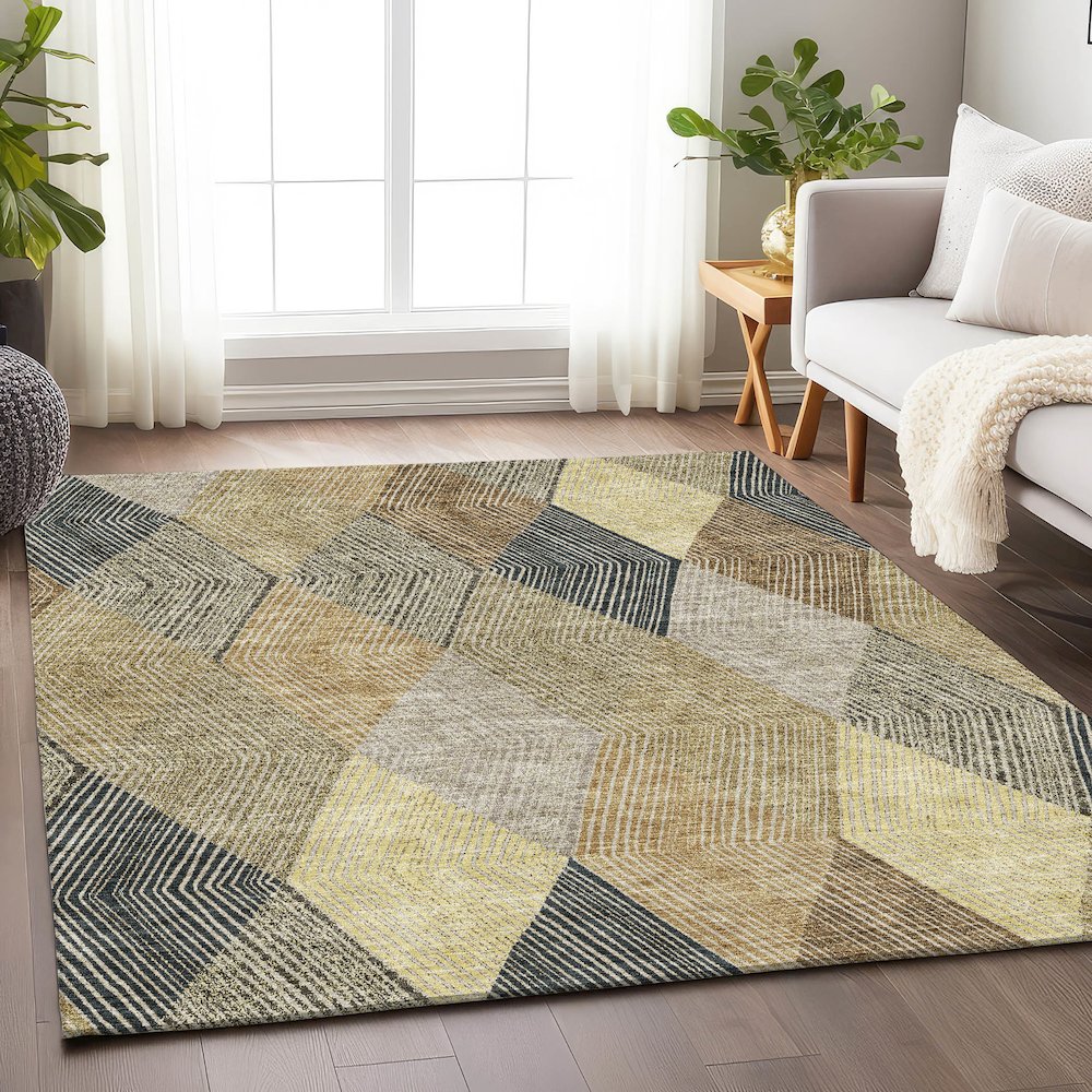 Premium Machine Washable Mayfield AMF962 Mocha 10' x 14' Rug. Picture 5