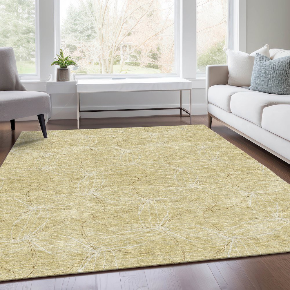 Premium Machine Washable Mayfield AMF968 Wheat 10' x 14' Rug. Picture 6