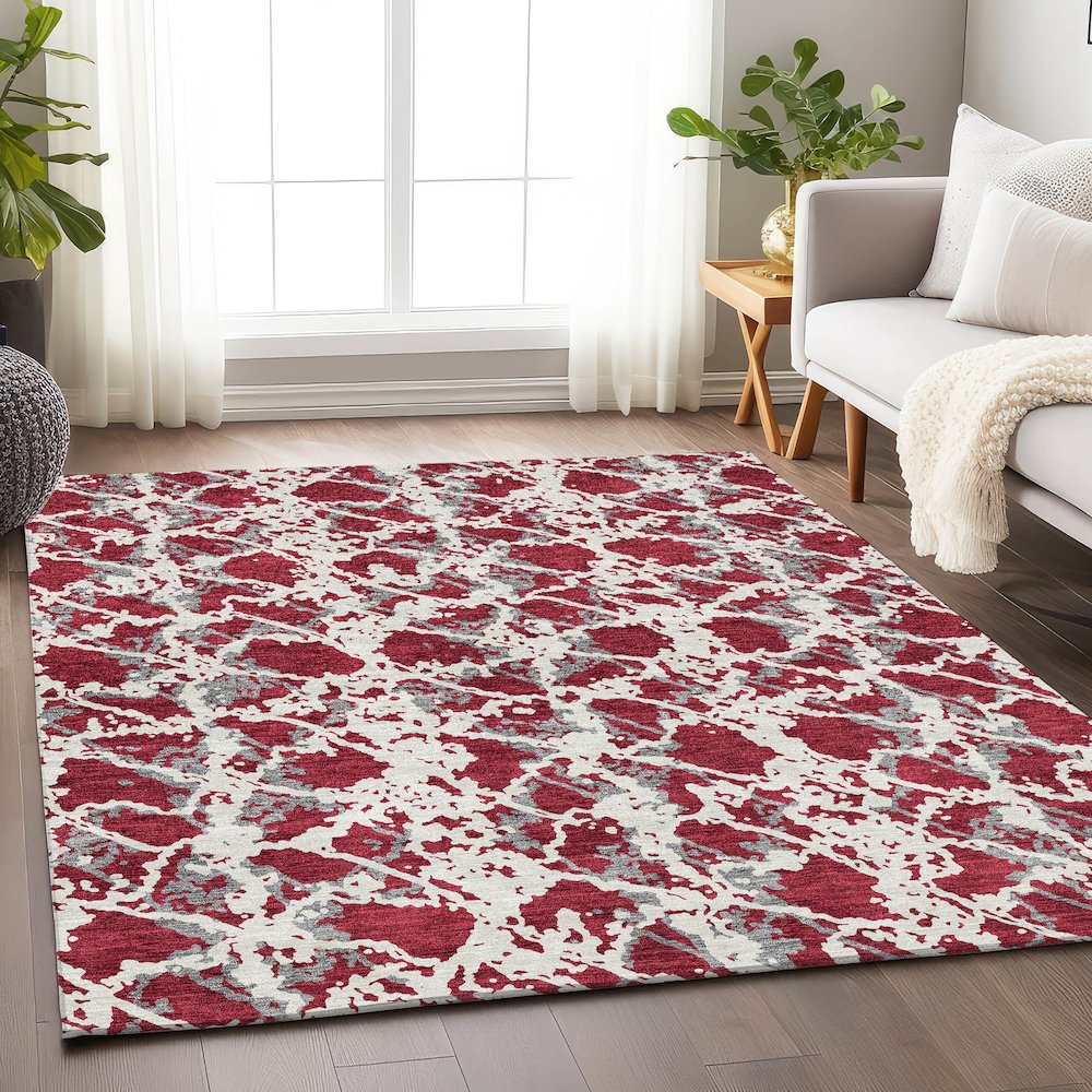 Premium Machine Washable Mayfield AMF969 Burgundy 10' x 14' Rug. Picture 5