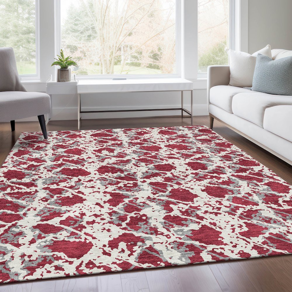 Premium Machine Washable Mayfield AMF969 Burgundy 10' x 14' Rug. Picture 6