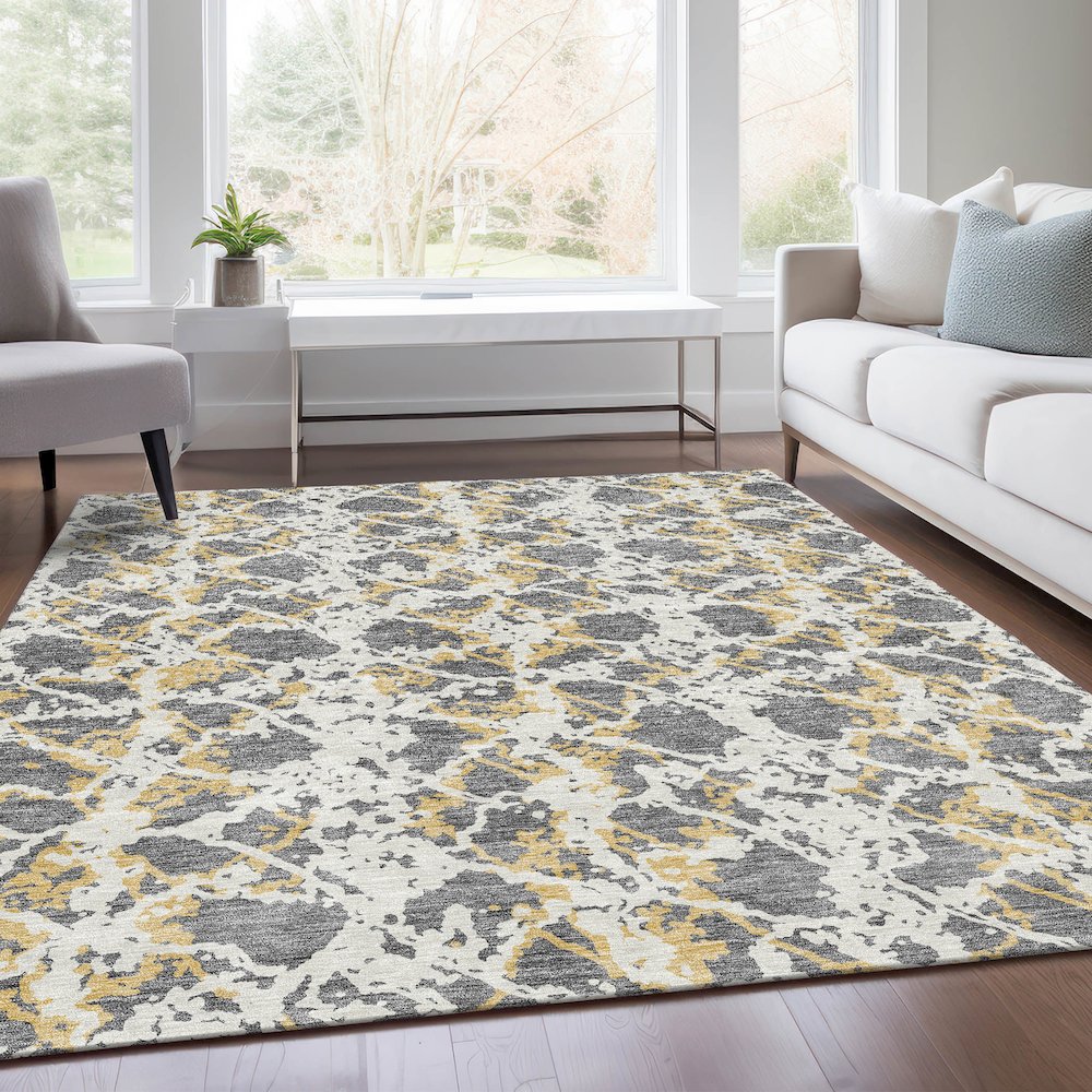 Premium Machine Washable Mayfield AMF969 Gray 10' x 14' Rug. Picture 6