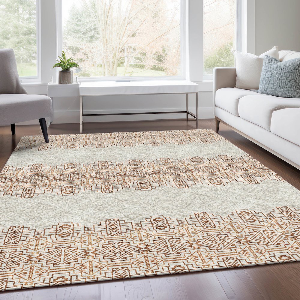 Premium Machine Washable Mayfield AMF970 Paprika 10' x 14' Rug. Picture 6