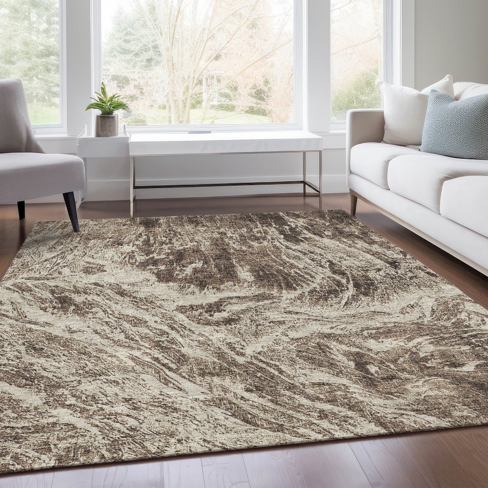 Premium Machine Washable Mayfield AMF971 Brown 10' x 14' Rug. Picture 6