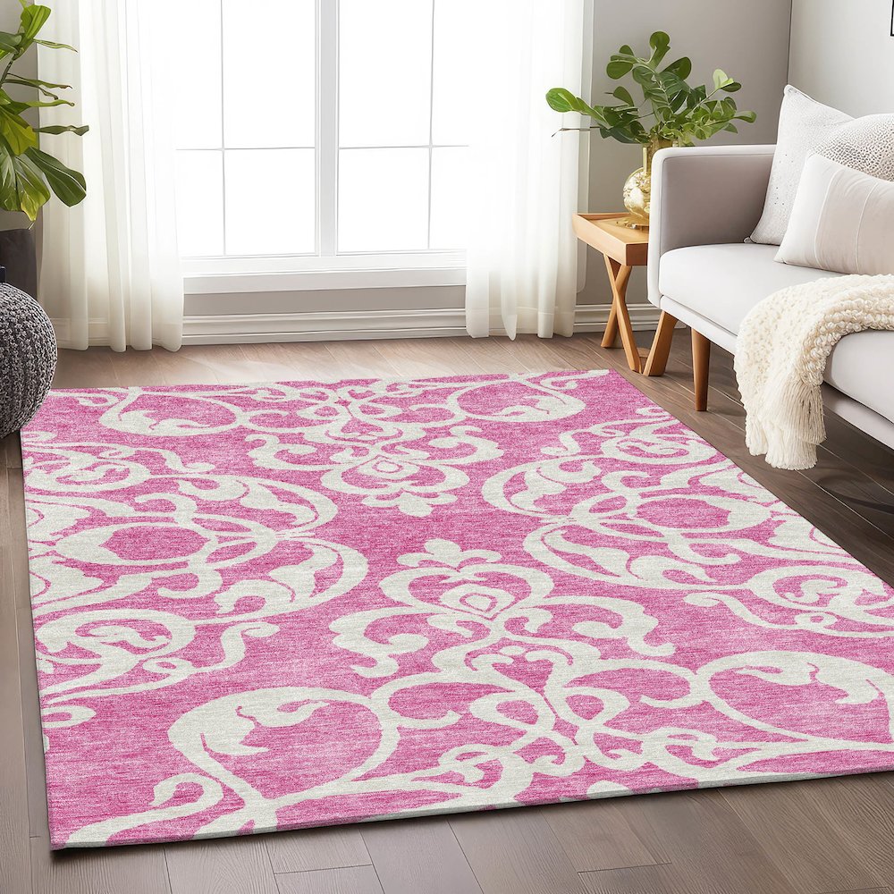 Premium Machine Washable Mayfield AMF973 Blush 10' x 14' Rug. Picture 5