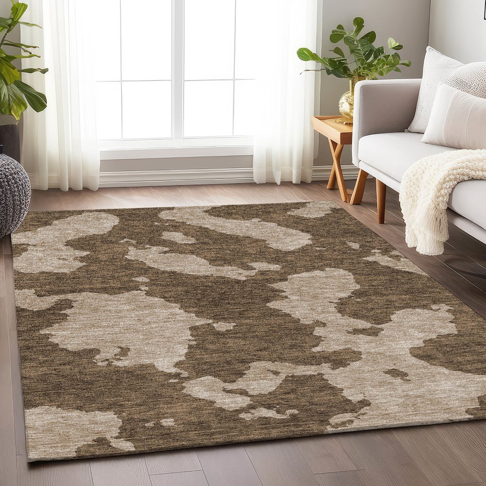 Premium Machine Washable Mayfield AMF975 Brown 10' x 14' Rug. Picture 5