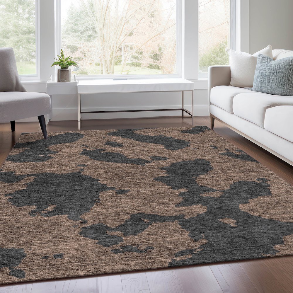 Premium Machine Washable Mayfield AMF975 Chocolate 10' x 14' Rug. Picture 6