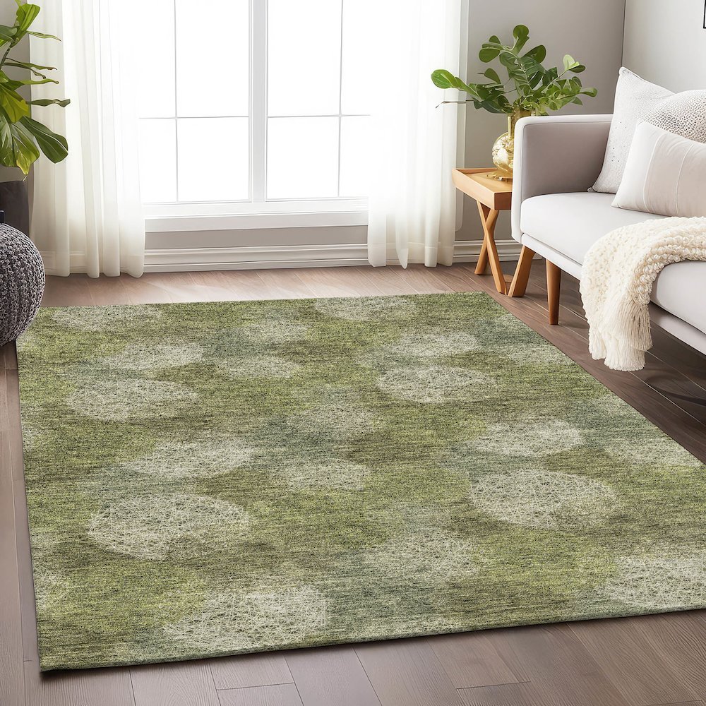 Premium Machine Washable Mayfield AMF977 Green 10' x 14' Rug. Picture 5