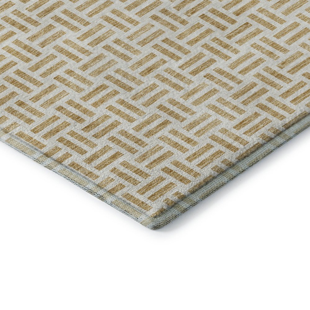 Premium Machine Washable Mayfield AMF978 Gold 8' x 8' Round Rug. Picture 3