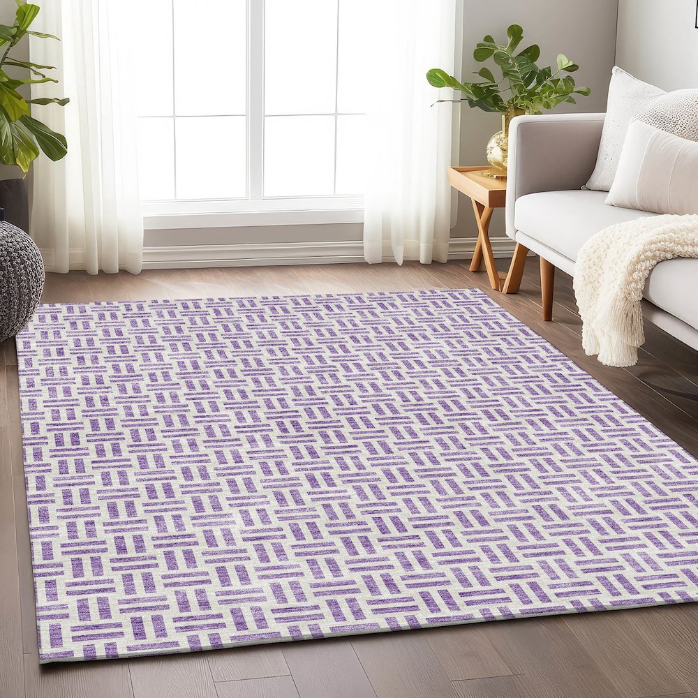 Premium Machine Washable Mayfield AMF978 Lavender 10' x 14' Rug. Picture 5