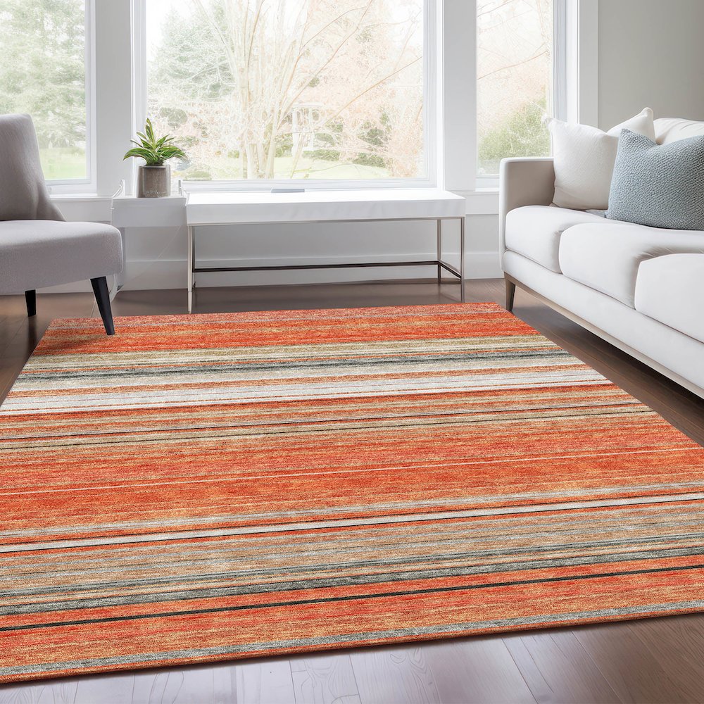 Premium Machine Washable Mayfield AMF979 Coral 10' x 14' Rug. Picture 6