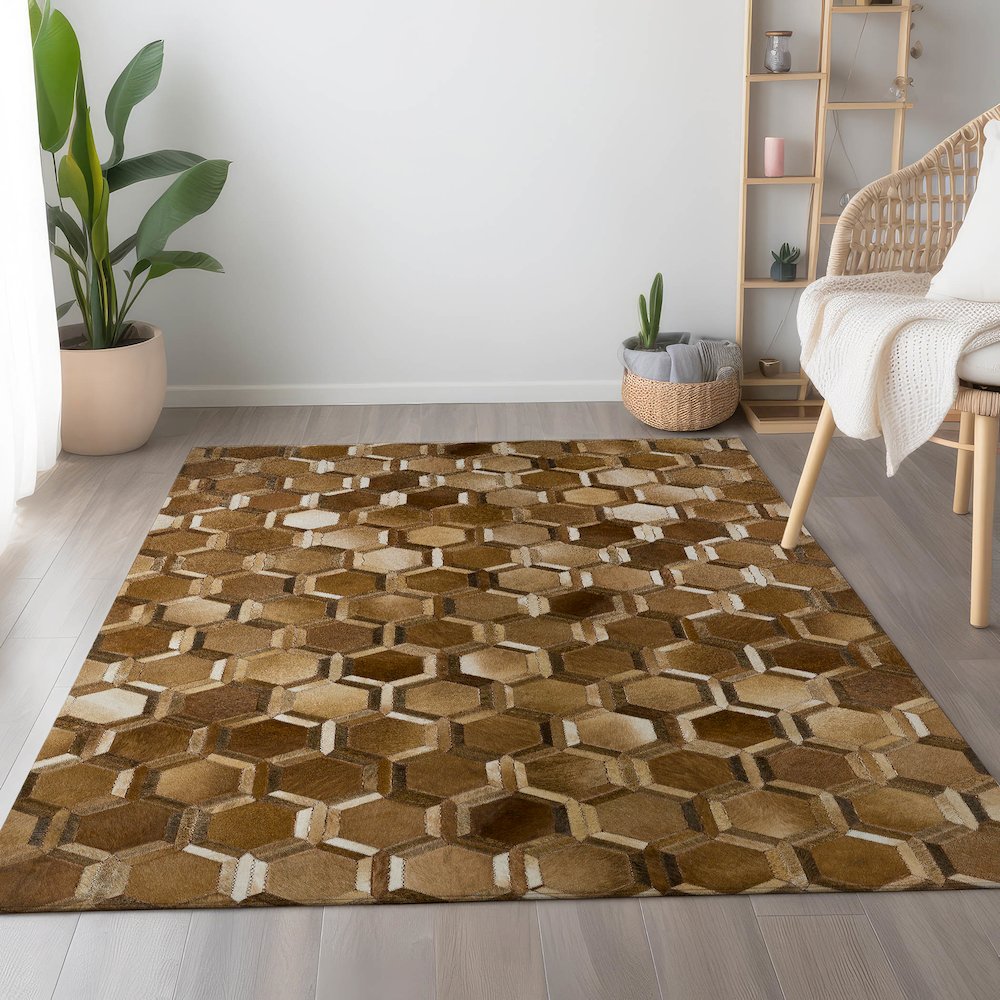 Premium Machine Washable Mayfield  Brown 10' x 14' Rug. Picture 5