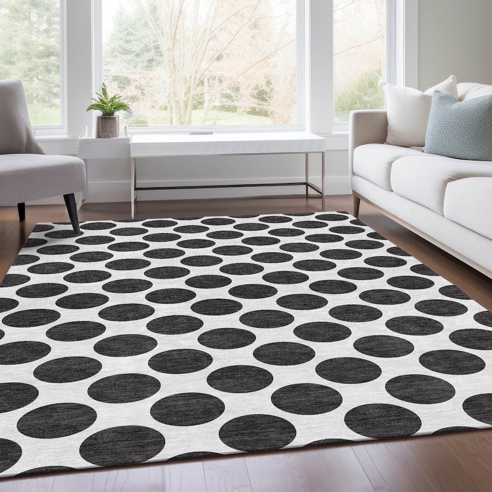Premium Machine Washable Mayfield AMF980 Black 10' x 14' Rug. Picture 6