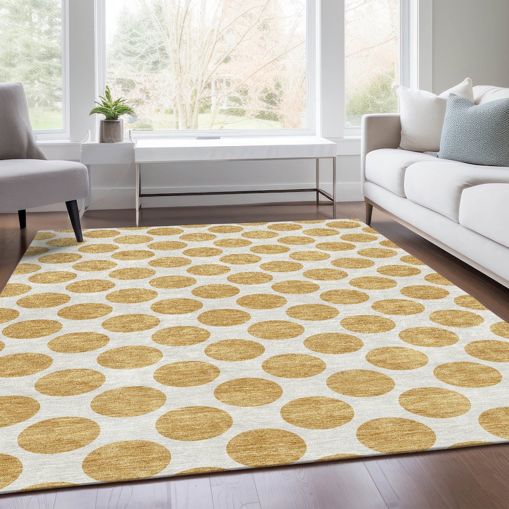Premium Machine Washable Mayfield AMF980 Gold 10' x 14' Rug. Picture 6