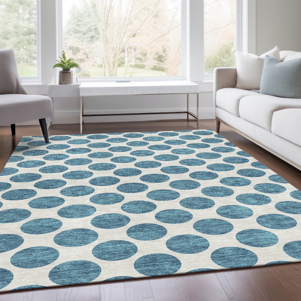 Premium Machine Washable Mayfield AMF980 Teal 10' x 14' Rug. Picture 6